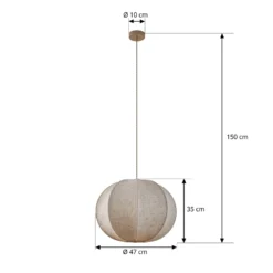 Lámpara colgante Lindby Elfie, Ø 47 cm, beige, lino, E27