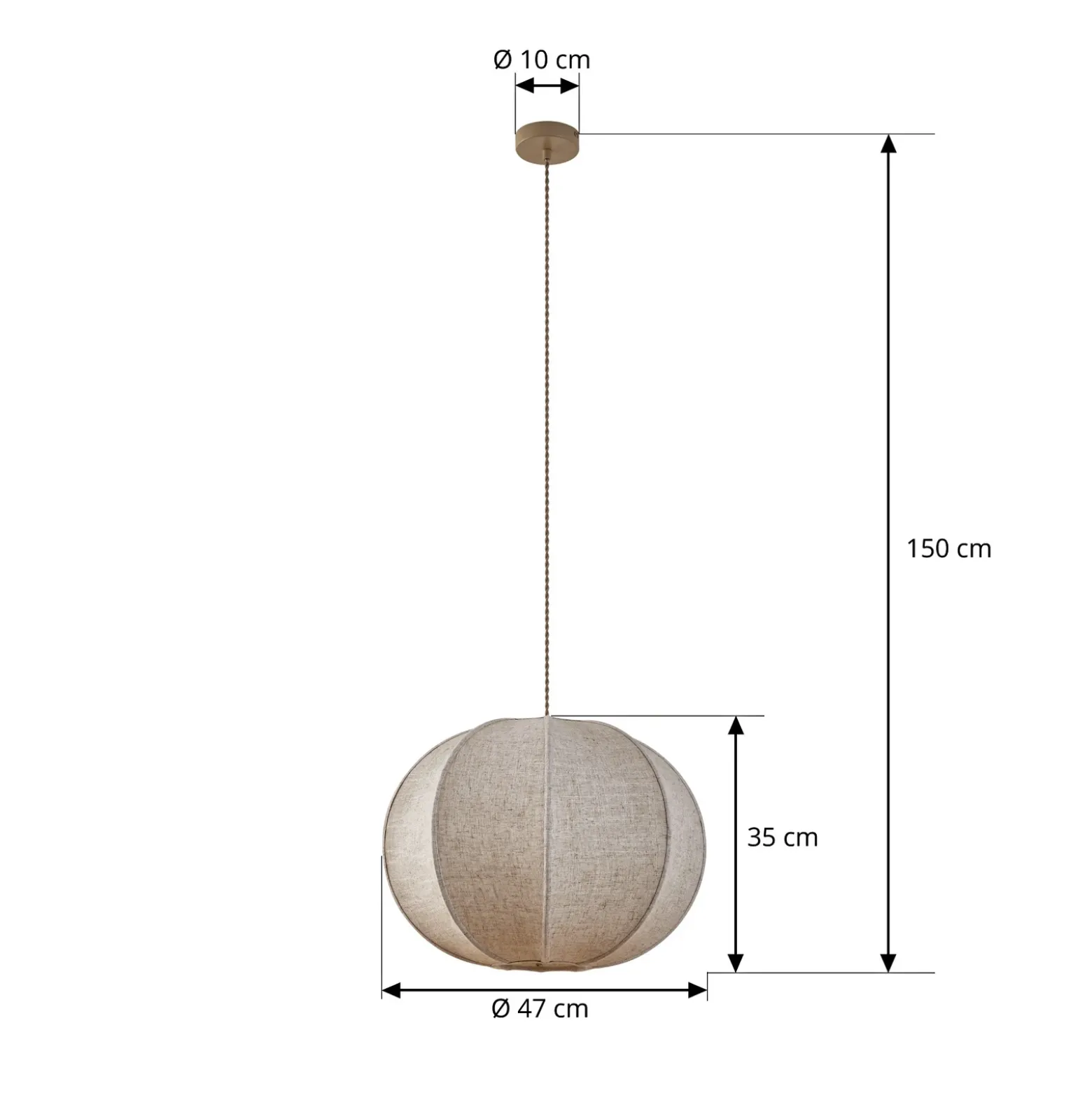 Lámpara colgante Lindby Elfie, Ø 47 cm, beige, lino, E27