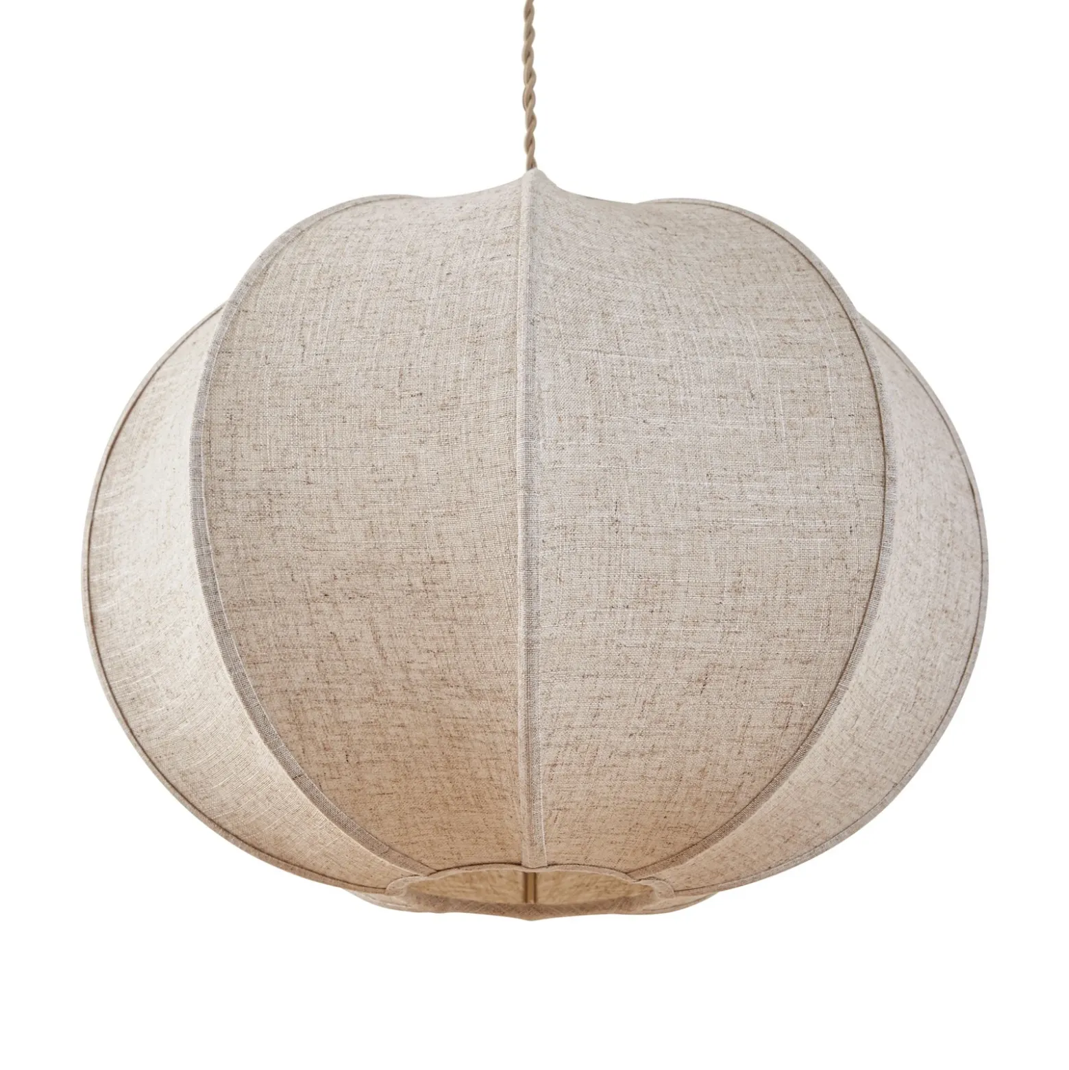 Lámpara colgante Lindby Elfie, Ø 47 cm, beige, lino, E27