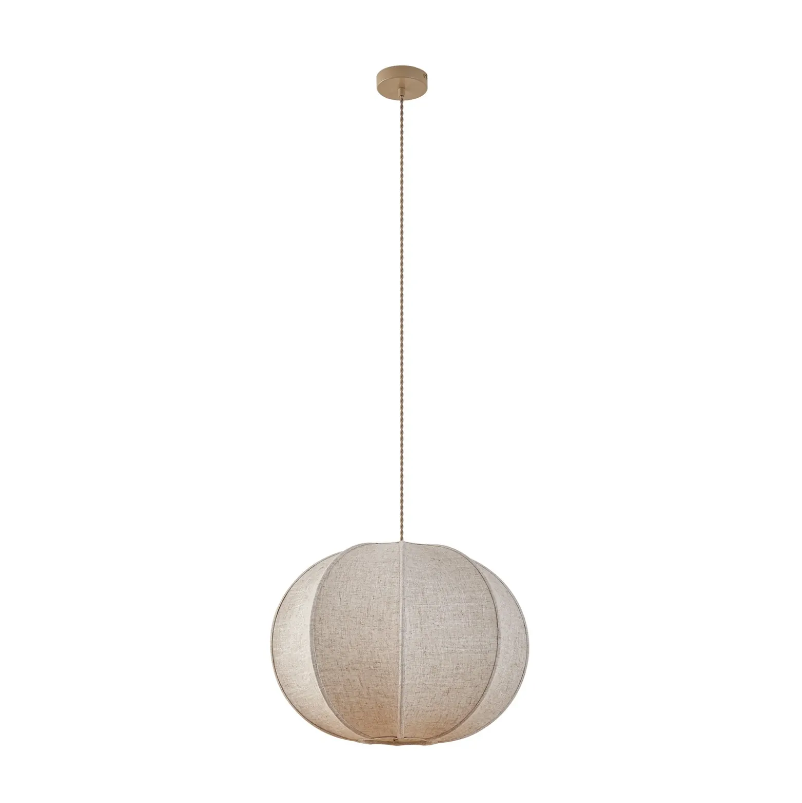 Lámpara colgante Lindby Elfie, Ø 47 cm, beige, lino, E27