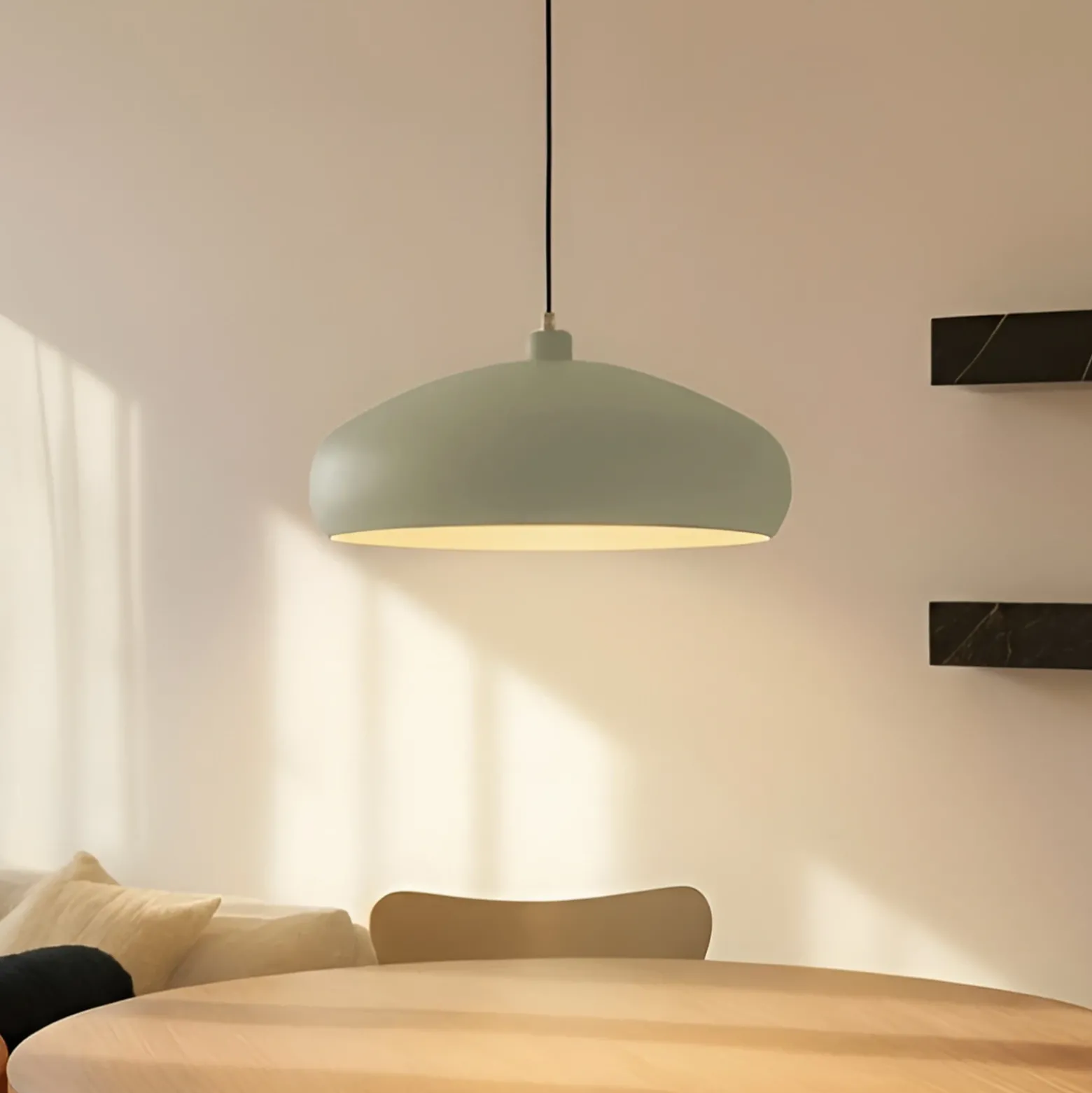 Lámpara colgante Lindby Elover, verde claro, Ø 45 cm, hierro