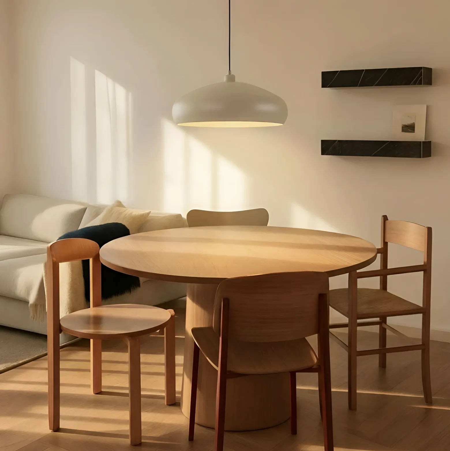 Lámpara colgante Lindby Elover, beige, Ø 45 cm, hierro