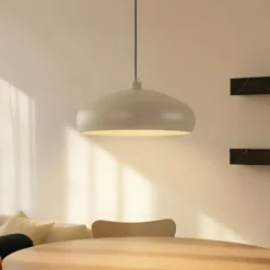 Lámpara colgante Lindby Elover, beige, Ø 45 cm, hierro