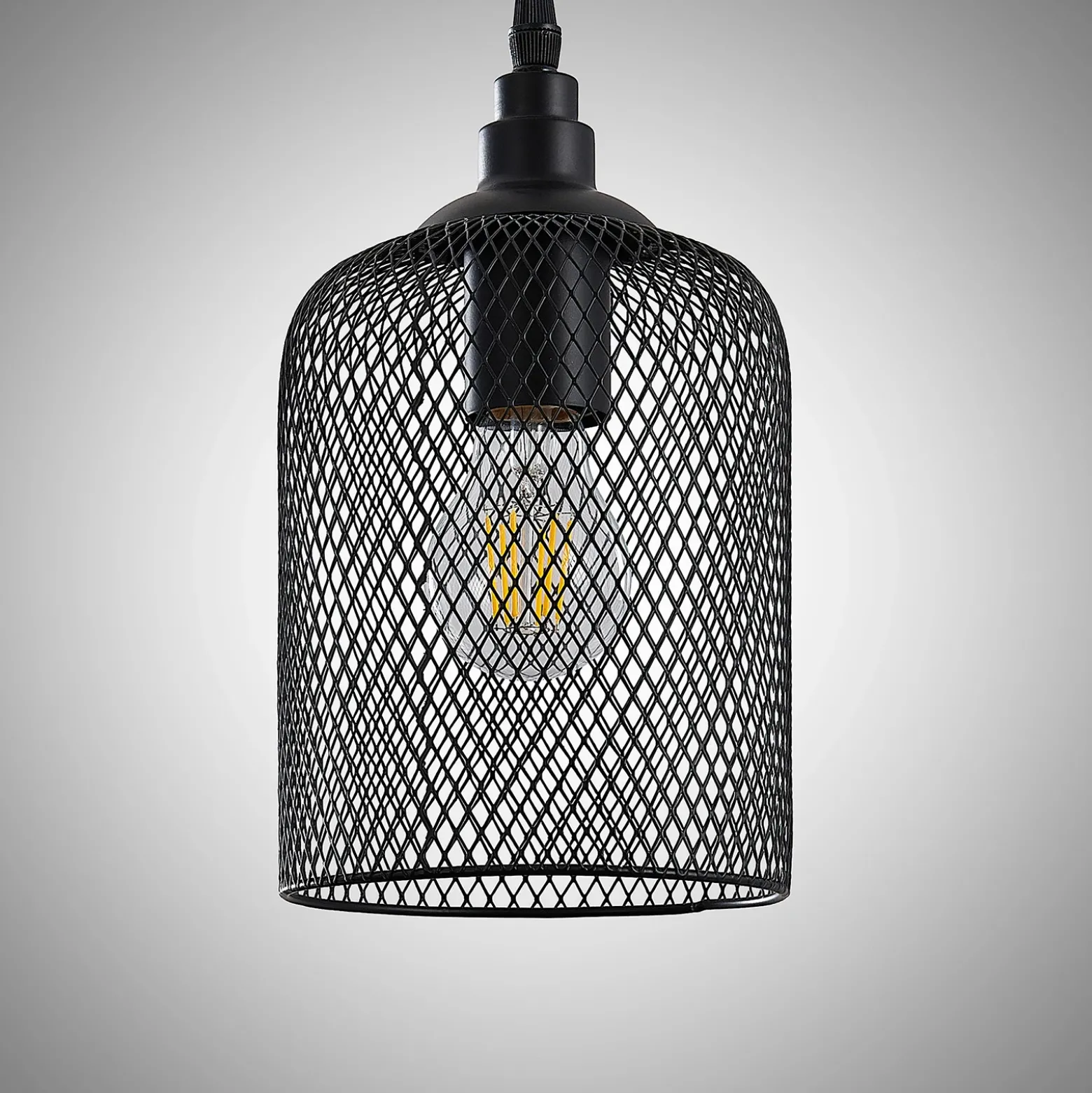 Lámpara colgante Lindby Elrond, 116 cm, negra, 4 luces, madera