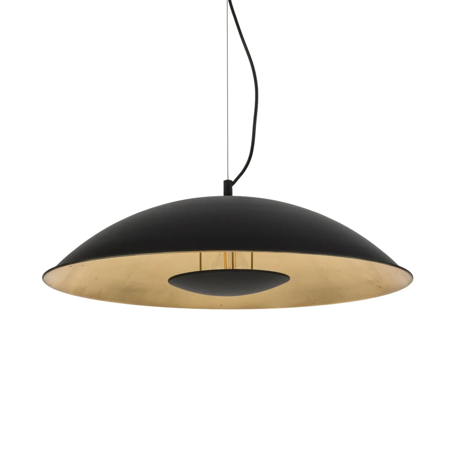 Lámpara colgante Lindby Emilienne, negra, dorada, Ø 60 cm