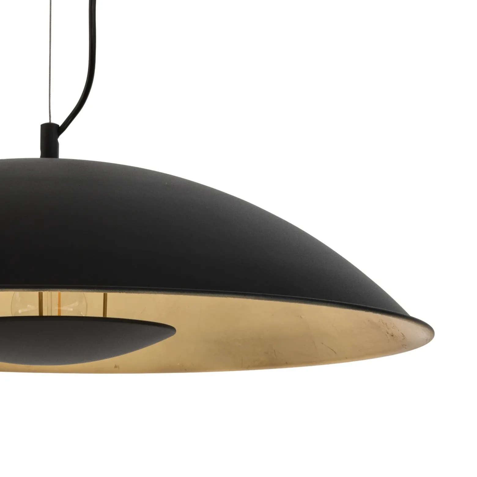 Lámpara colgante Lindby Emilienne, negra, dorada, Ø 60 cm