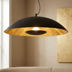 Lámpara colgante Lindby Emilienne, negra, dorada, Ø 60 cm