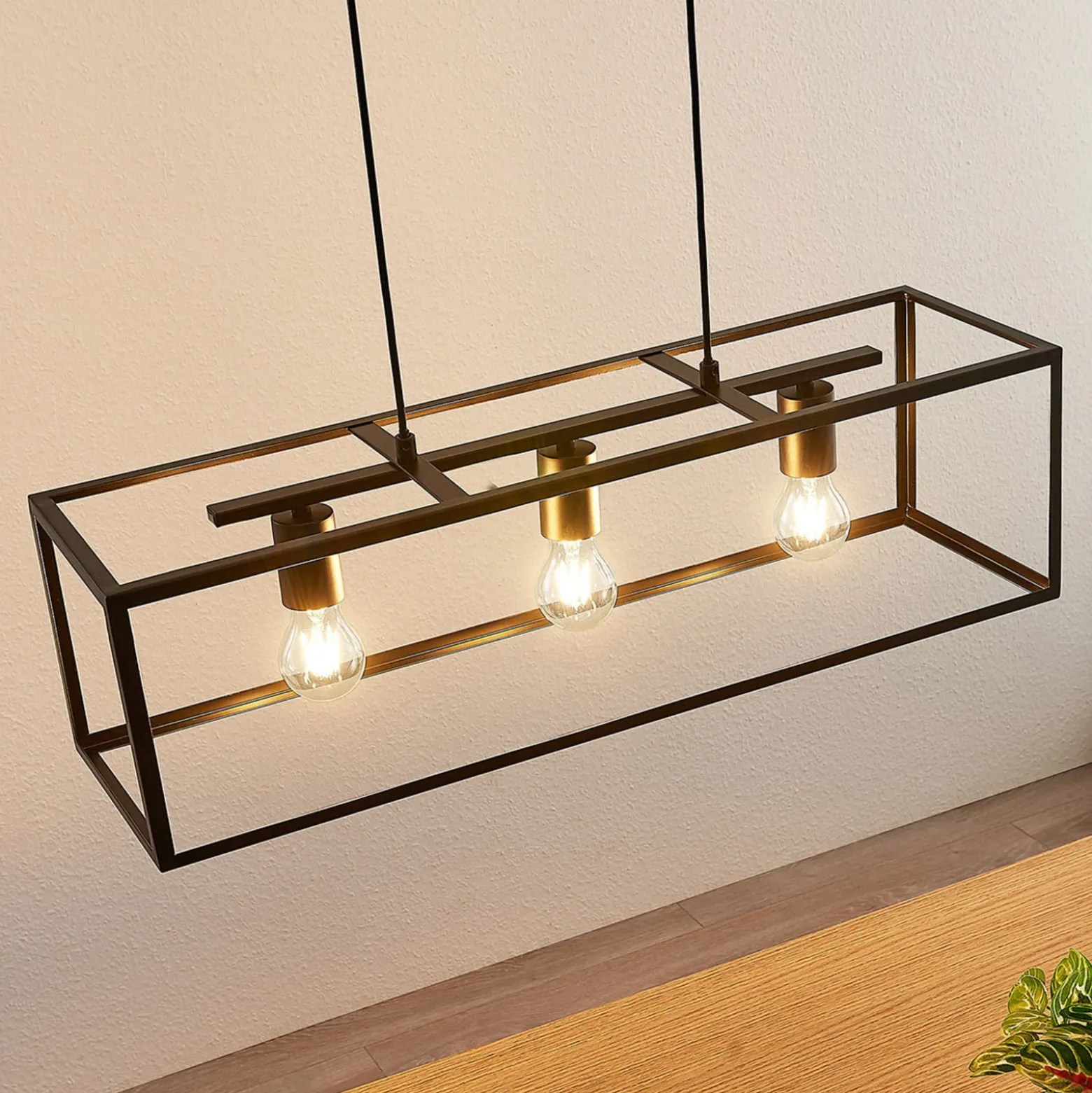 Lámpara colgante Lindby Emily, 72 cm, negra, 3 luces, metal