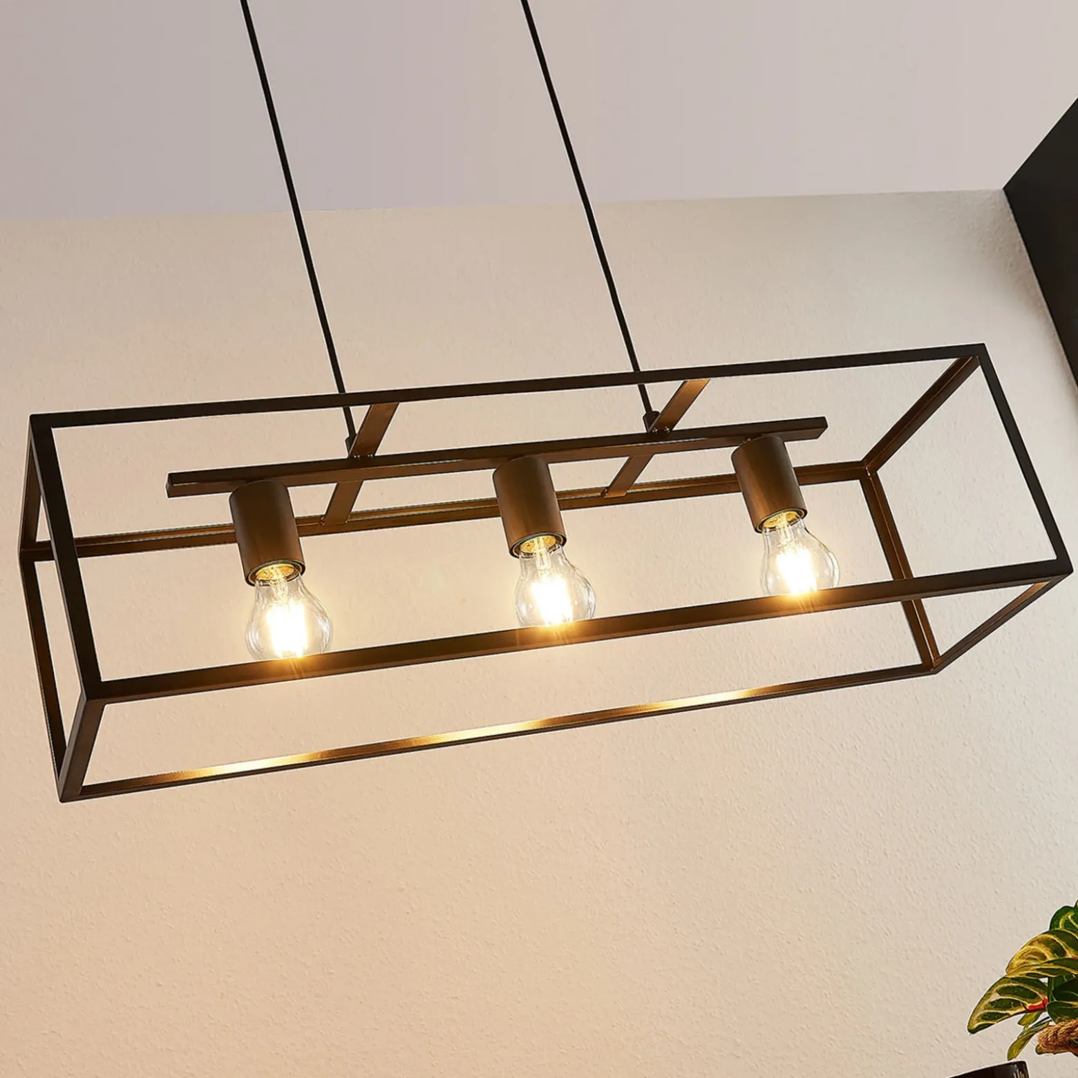 Lámpara colgante Lindby Emily, 72 cm, negra, 3 luces, metal