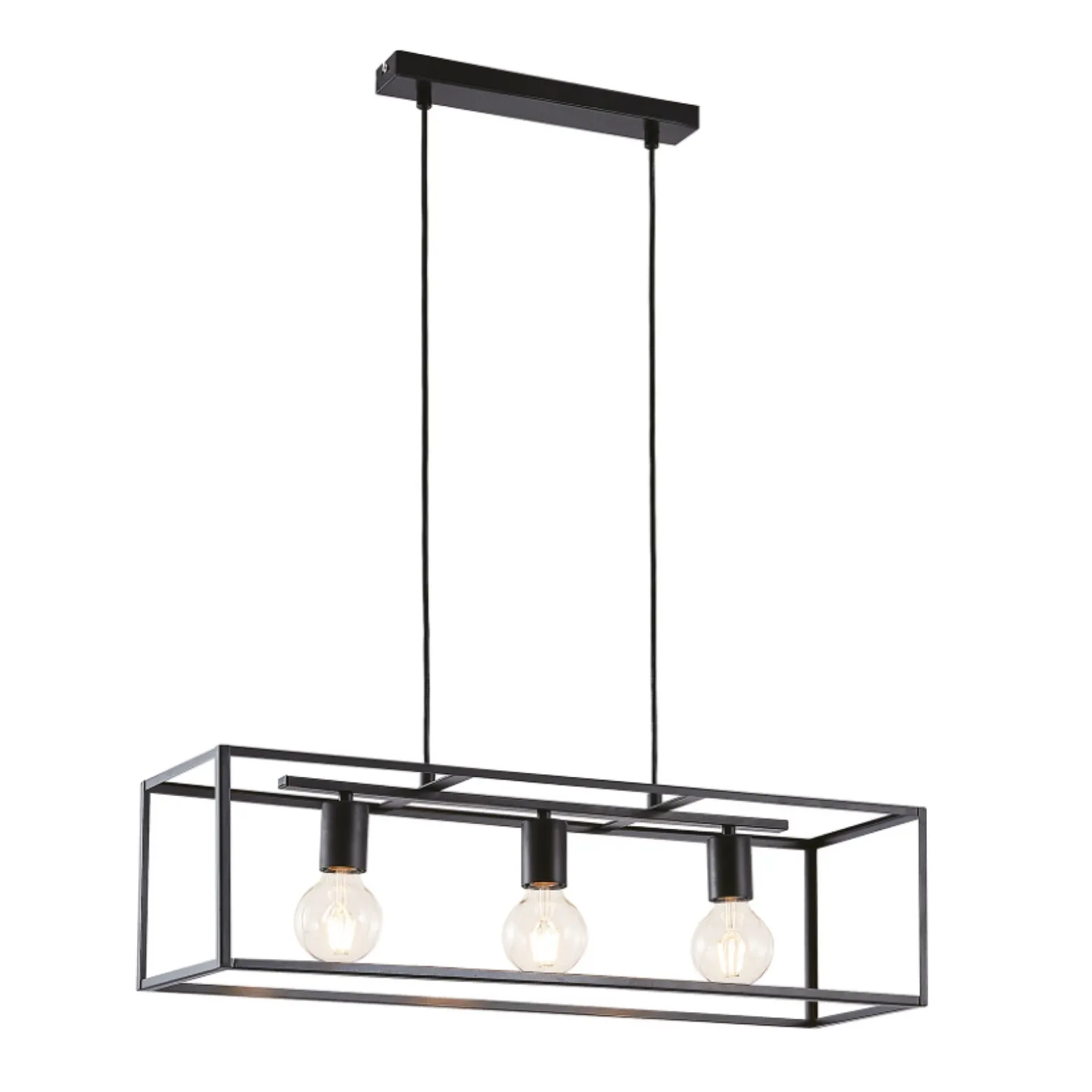 Lámpara colgante Lindby Emily, 72 cm, negra, 3 luces, metal