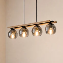 Lámpara colgante Lindby Enrique, gris ahumado, 4 luces, cristal, E27