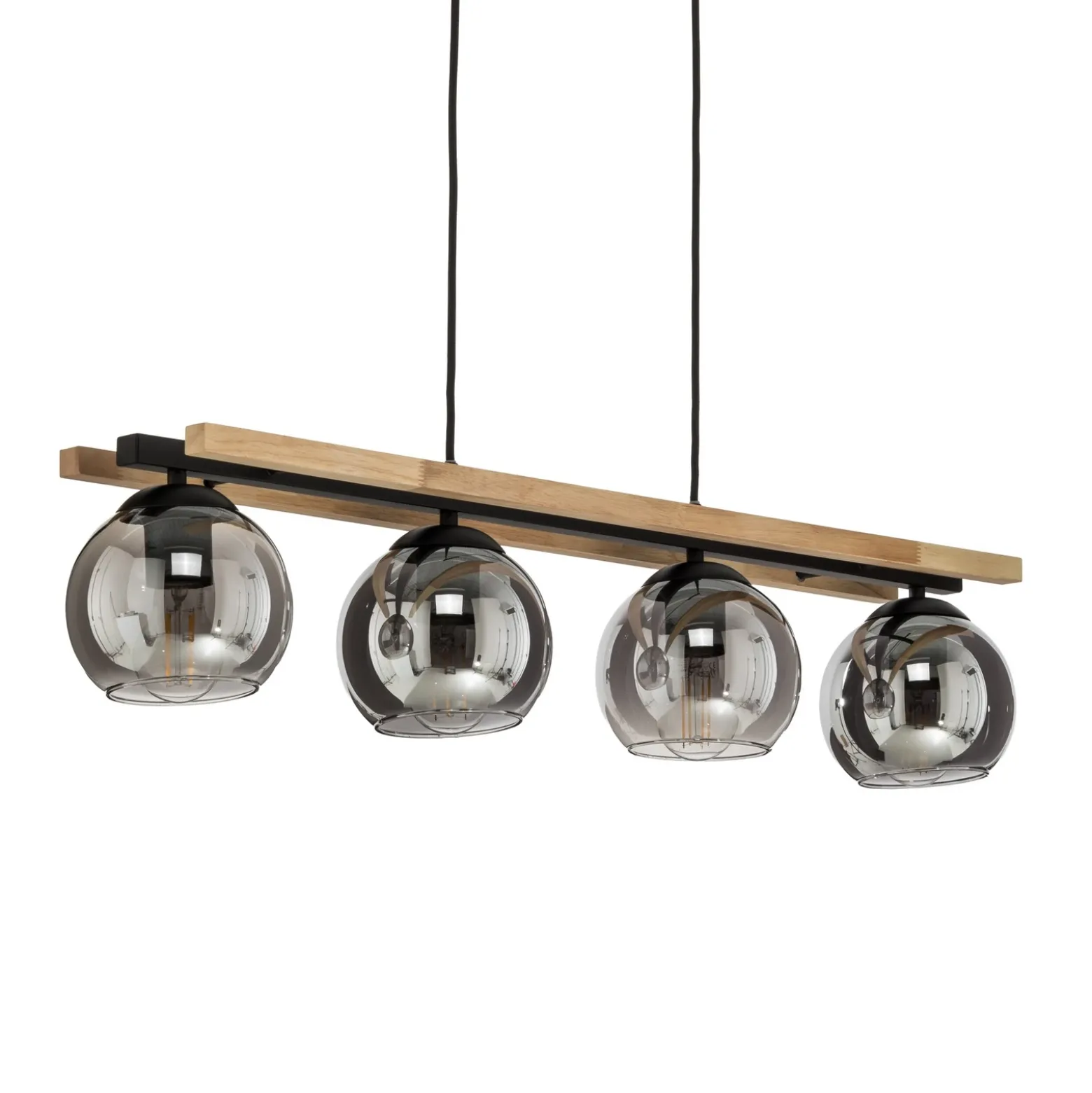 Lámpara colgante Lindby Enrique, gris ahumado, 4 luces, cristal, E27