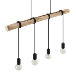 Lámpara colgante Lindby Ferris, 4 luces, 90 cm, madera, E27