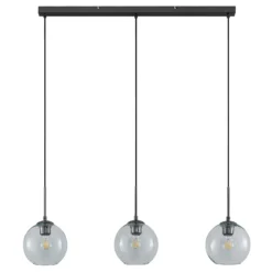 Lámpara colgante Lindby Firano, 110 cm, 3 luces, antracita, cristal