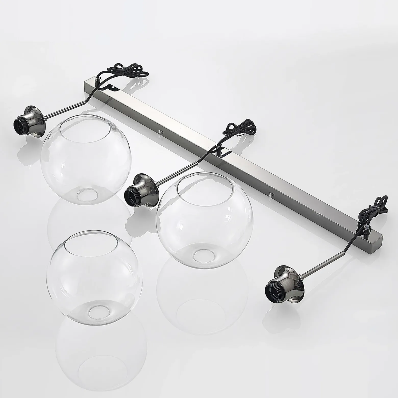 Lámpara colgante Lindby Firano, 110 cm, 3 luces, antracita, cristal