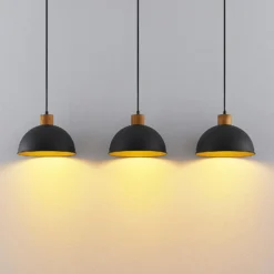 Lámpara colgante Lindby Flurin, 3 luces, 107 cm, negra, metal