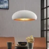 Lámpara colgante Lindby Gerwina, blanco/oro, metal, 40 cm, E27