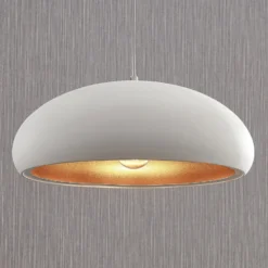 Lámpara colgante Lindby Gerwina, blanco/oro, metal, 40 cm, E27