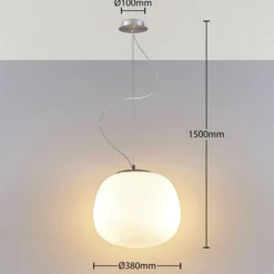 Lámpara colgante Lindby Ginevra, Ø 38 cm, blanca, cristal, E27