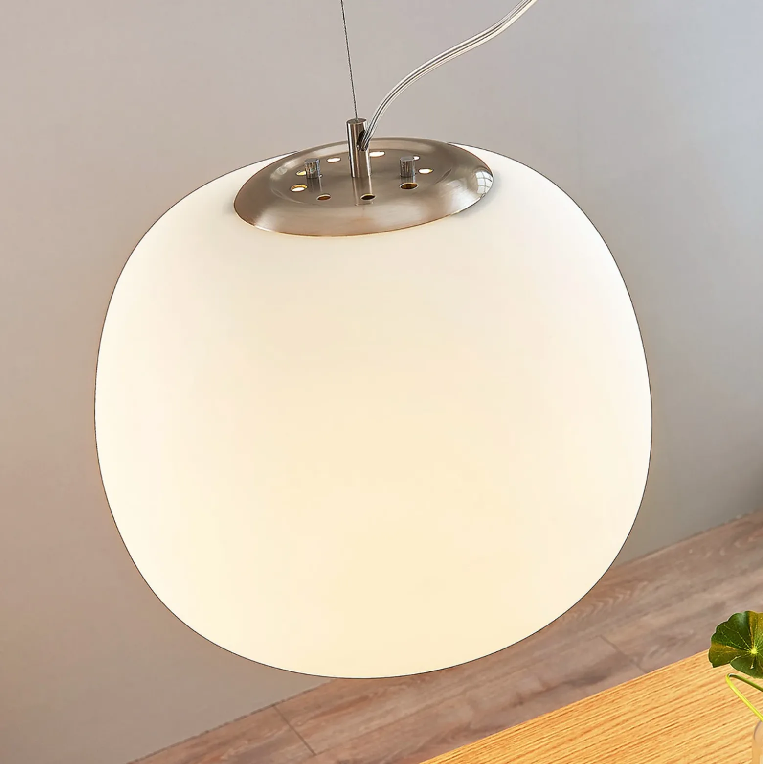 Lámpara colgante Lindby Ginevra, Ø 38 cm, blanca, cristal, E27