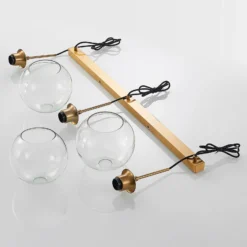 Lámpara colgante Lindby Grady, latón/claro, 110 cm, metal, cristal