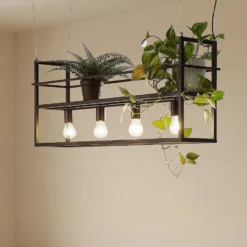 Lámpara colgante Lindby Grisela, Regal, negra, metal, 120 cm