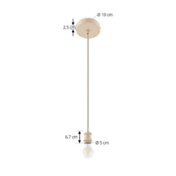 Lámpara colgante Lindby Hattie, portalámpara E27, beige, Ø 5 cm