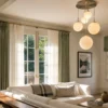 Lámpara colgante Lindby Heleska, blanca, de cristal, 5 luces, Ø 50 cm