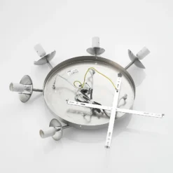 Lámpara colgante Lindby Heleska, blanca, de cristal, 5 luces, Ø 50 cm