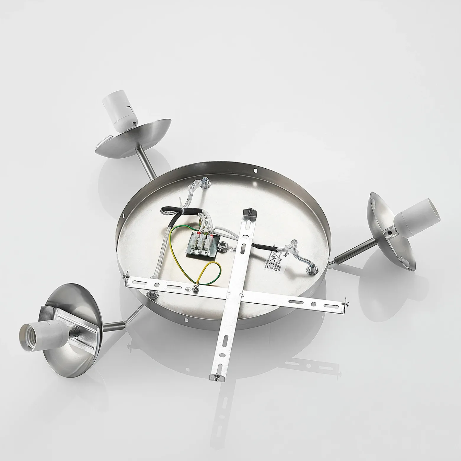 Lámpara colgante Lindby Heleska, blanca, cristal, 3 luces, Ø 47cm