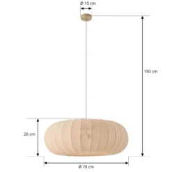 Lámpara colgante Lindby Helin, beige, Ø 70 cm, textil, 3 x E27