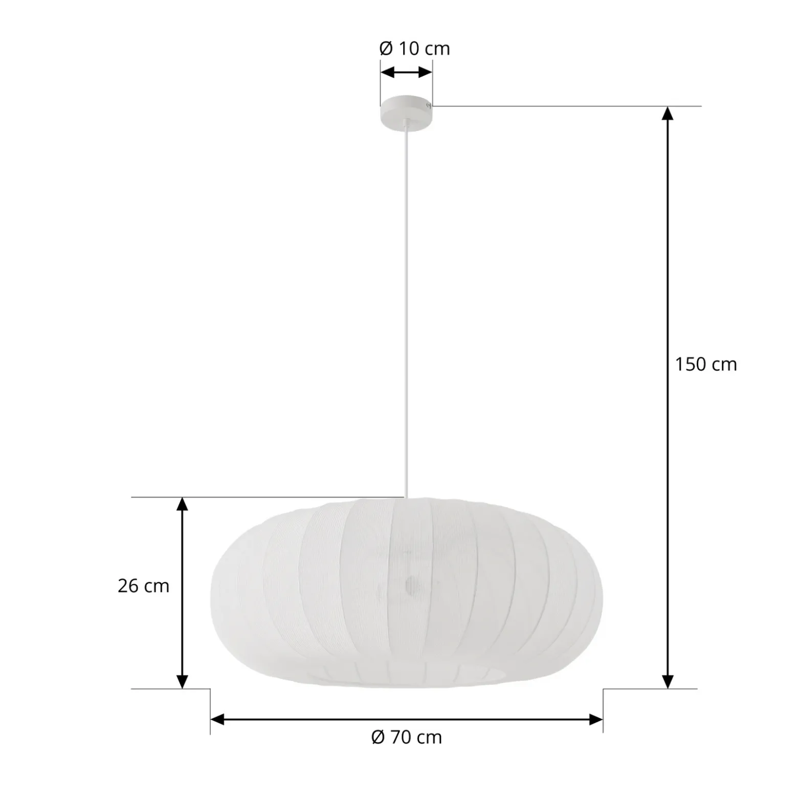 Lámpara colgante Lindby Helin, blanca, Ø 70 cm, textil, 3 x E27