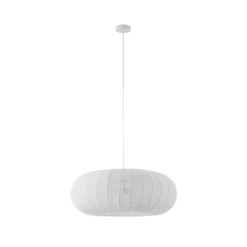 Lámpara colgante Lindby Helin, blanca, Ø 70 cm, textil, 3 x E27