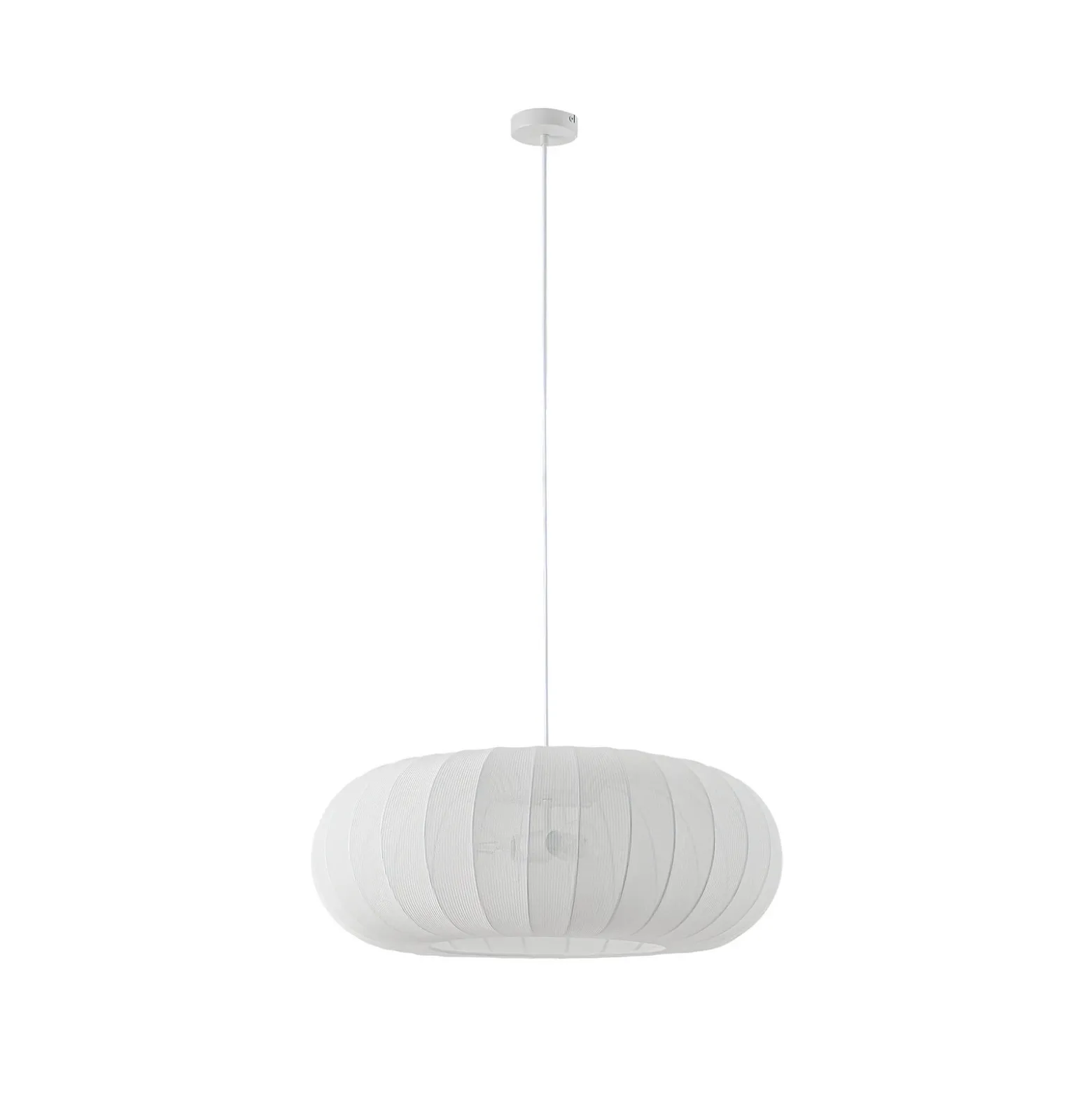 Lámpara colgante Lindby Helin, blanca, Ø 70 cm, textil, 3 x E27