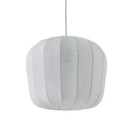 Lámpara colgante Lindby Helin, blanca, Ø 35 cm, tela