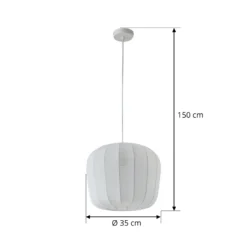 Lámpara colgante Lindby Helin, blanca, Ø 35 cm, tela