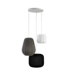 Lámpara colgante Lindby Helin negro/blanco/gris, Ø 60 cm, 3 luces.