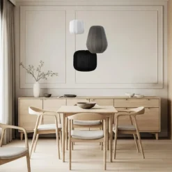 Lámpara colgante Lindby Helin negro/blanco/gris, Ø 60 cm, 3 luces.