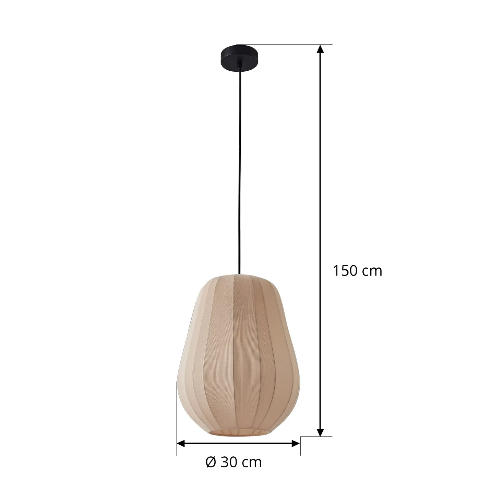 Lámpara colgante Lindby Helin, beige, Ø 30 cm, tela
