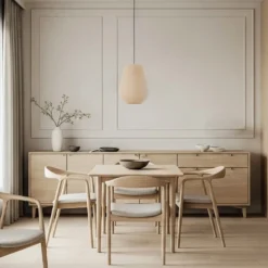 Lámpara colgante Lindby Helin, beige, Ø 30 cm, tela