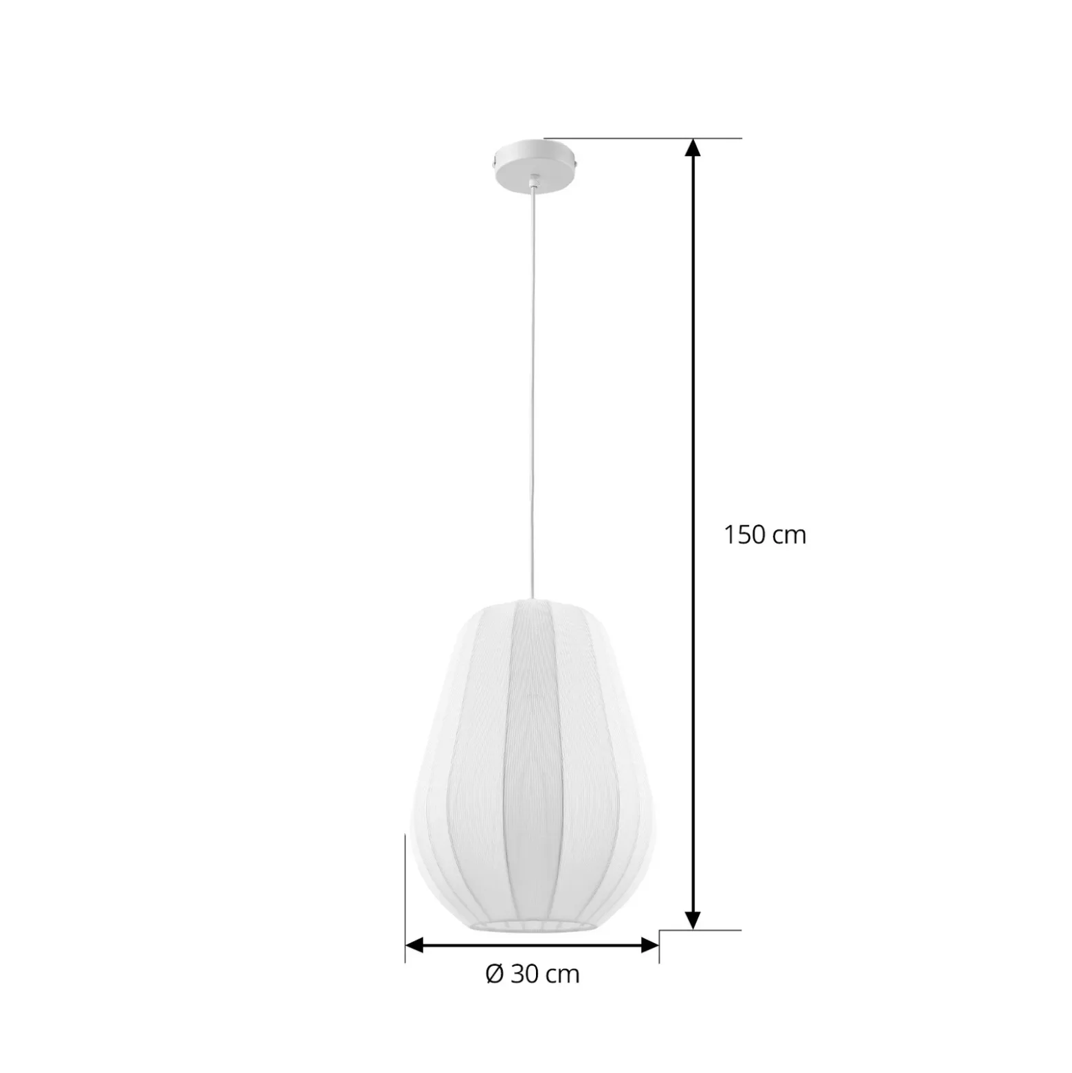 Lámpara colgante Lindby Helin, blanca, Ø 30 cm, tela