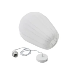 Lámpara colgante Lindby Helin, blanca, Ø 30 cm, tela