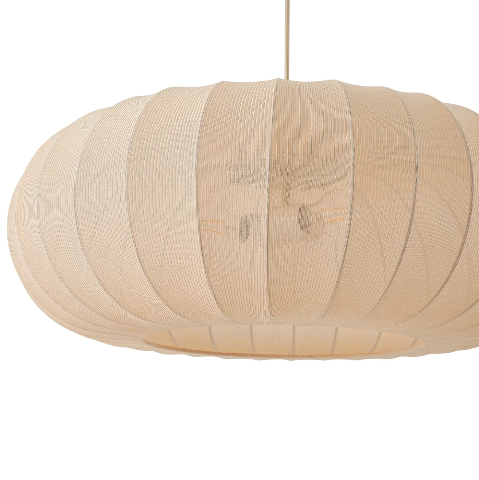 Lámpara colgante Lindby Helin, beige, Ø 70 cm, textil, 3 x E27
