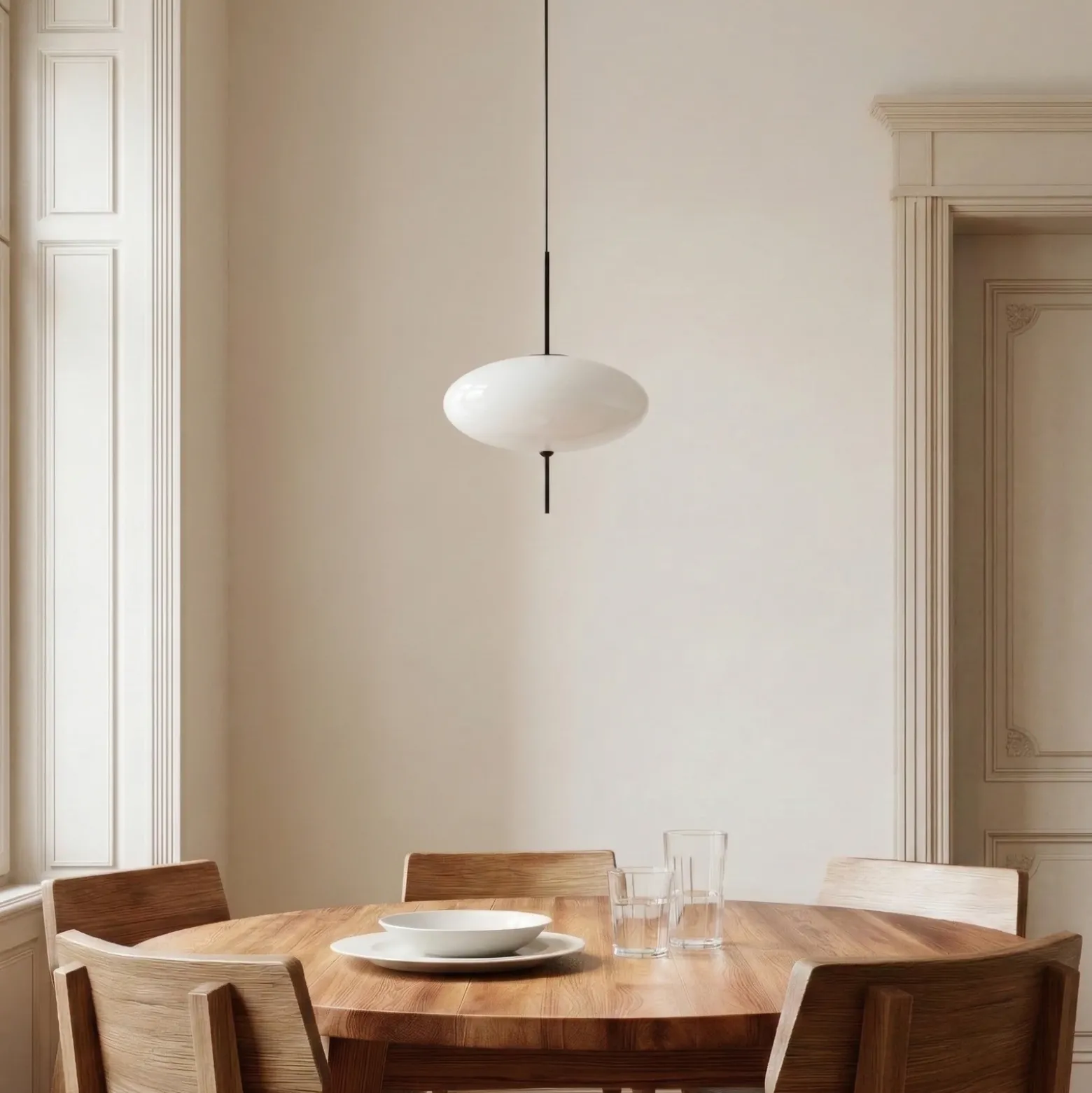 Lámpara colgante Lindby Hikari, Ø 30 cm, blanca, cristal, E14