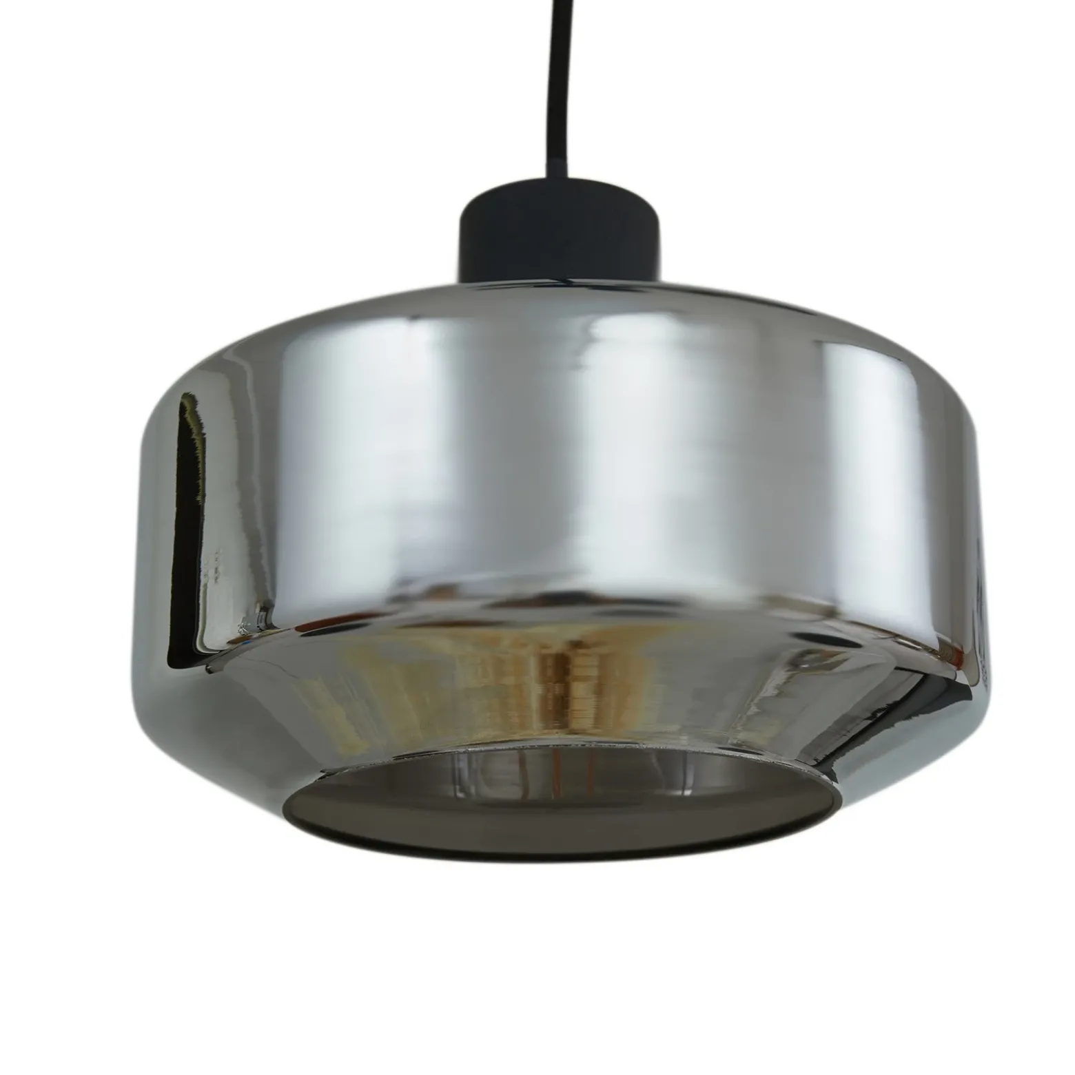 Lámpara colgante Lindby Hildur, Ø 35 cm, gris humo, cristal, E27