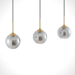 Lámpara colgante Lindby Hiwana, gris humo, cristal, 3 luces
