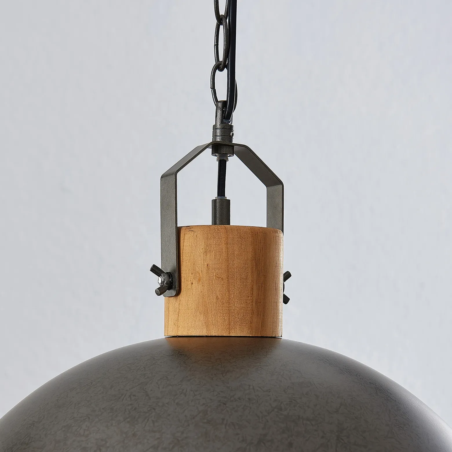 Lámpara colgante Lindby Holgar, verde, madera, metal, Ø 45 cm, E27