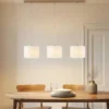 Lámpara colgante Lindby Imarin, 3 luces, blanca, textil, 100cm