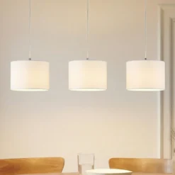 Lámpara colgante Lindby Imarin, 3 luces, blanca, textil, 100cm
