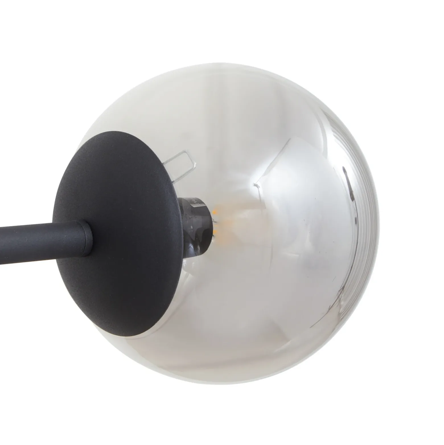 Lámpara colgante Lindby Isamer, gris humo, 130 cm, globo